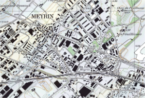 Carte de Meyrin (GE) aujourd'hui