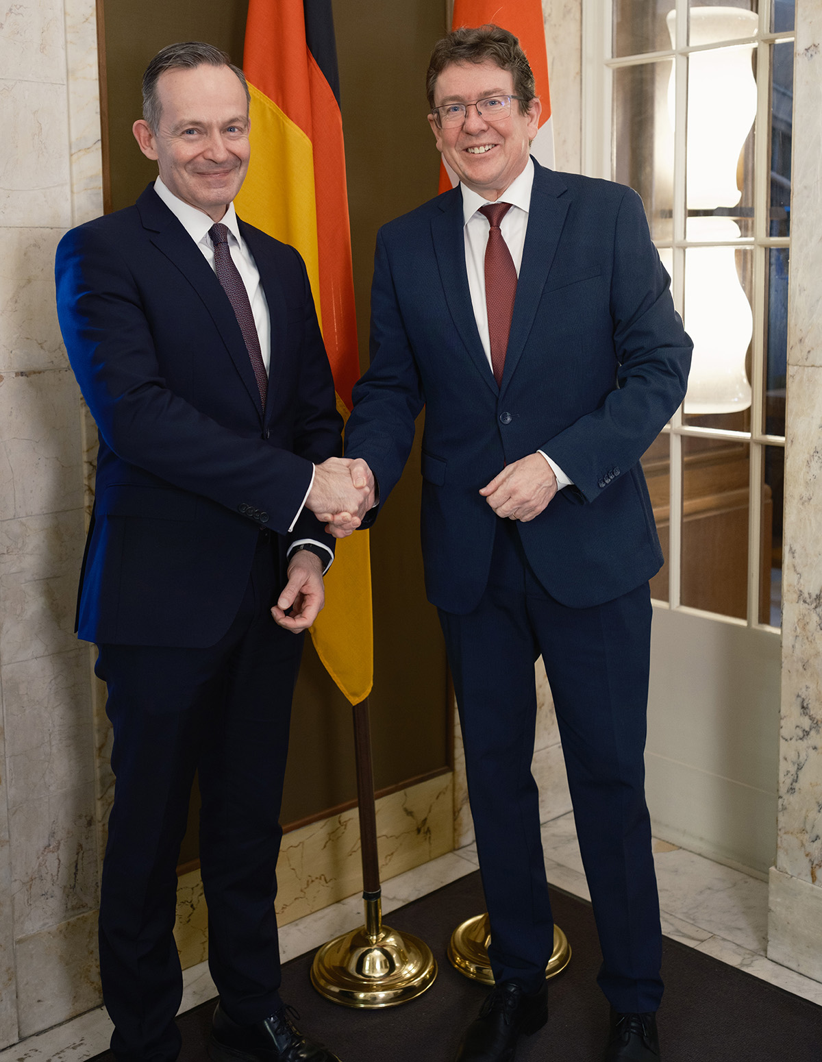 Il ministro dei trasporti Albert Rösti insieme al ministro tedesco per il Digitale e i Trasporti, Volker Wissing.