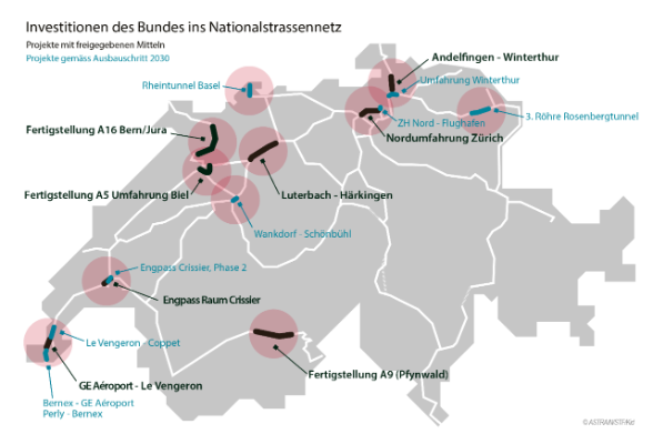 Investitionen des Bundes ins Nationalstrassennetz