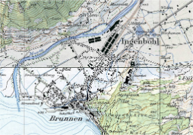 Karte Brunnen (SZ) um 1950