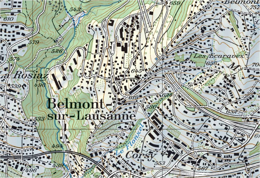 Karte Belmont (VD) heute