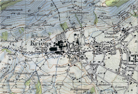 Karte Kriens (LU) um 1950