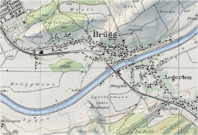 Karte Brügg um 1950