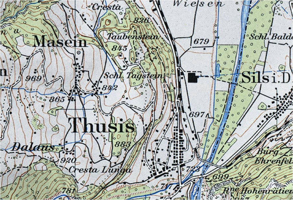 Karte Thusis (GR) um 1950, © swisstopo