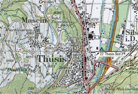 Karte Thusis (GR) heute, © swisstopo