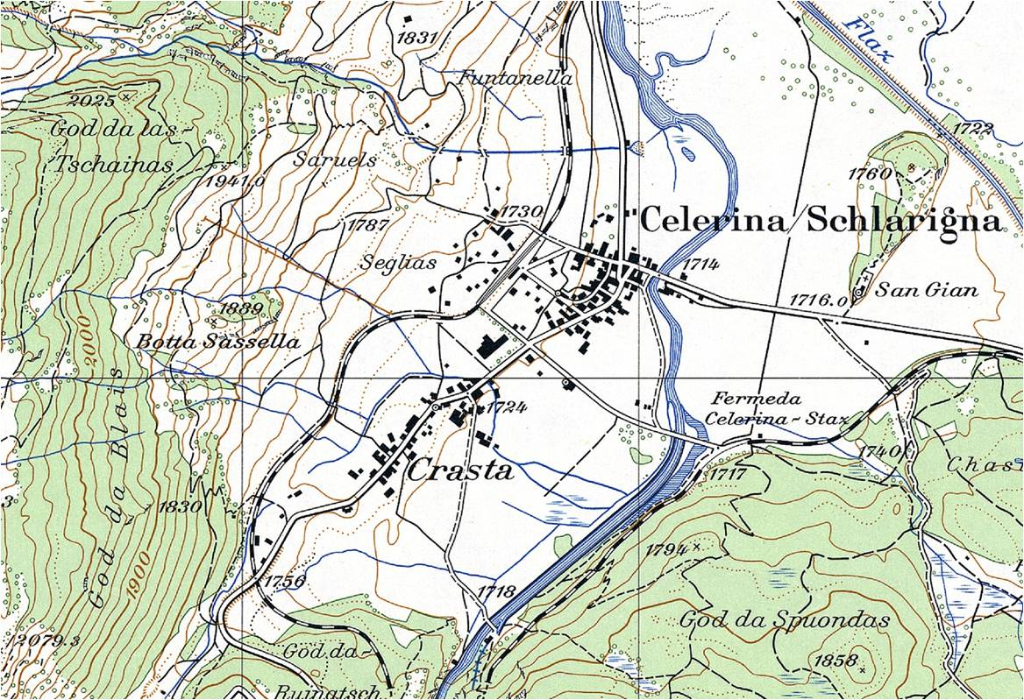 Karte Celerina (GR) um 1950, © swisstopo