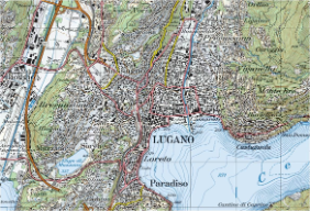 Karte Lugano (TI) heute, © swisstopo