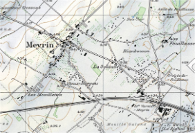 Karte Meyrin (GE) um 1950