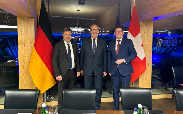 Treffen der Bundesräte Albert Rösti und Guy Parmelin mit dem deutschen Vizekanzler und Minister für Wirtschaft und Klimaschutz, Robert Habeck