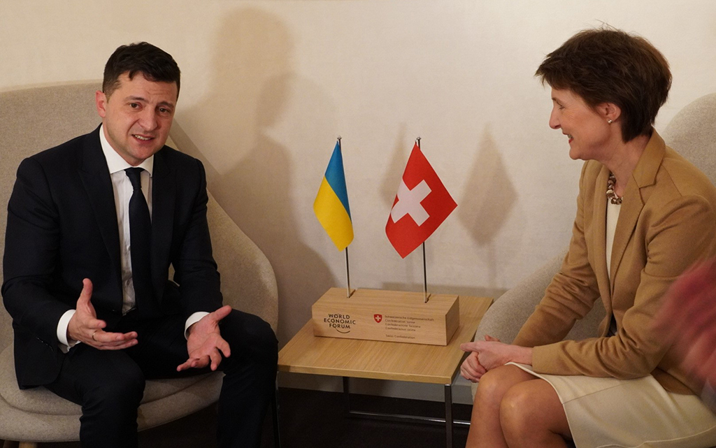 President Simonetta Sommaruga and Ukrainian President Volodymyr Zelenskyy