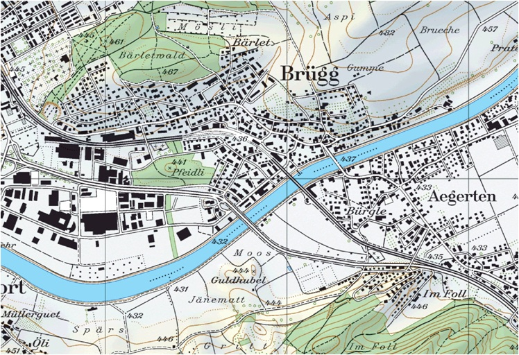 Carte de Brügg (BE) aujourd'hui