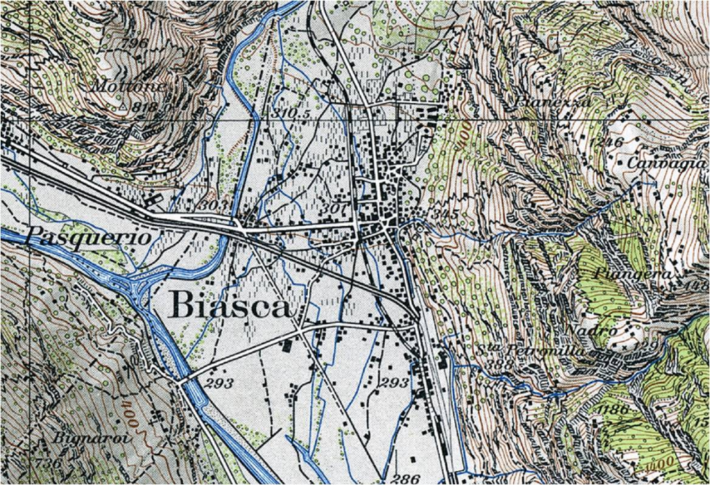Carte de biasca (TI) en 1950, © swisstopo