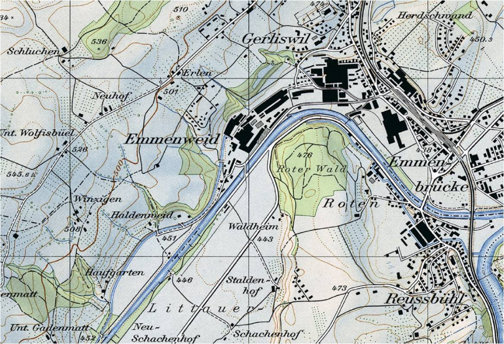 Carte de Emmenbrücke (LU) en 1950