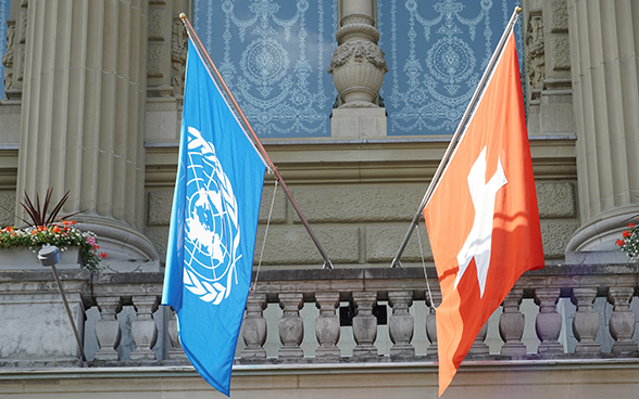 Schweiz UNO Flagge Fahne